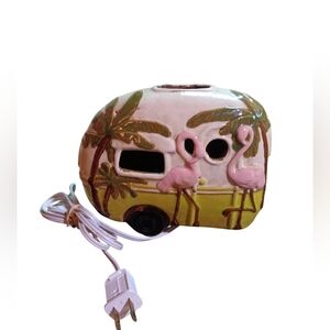 Cracker Barrel Pink and Green Ceramic Camper Night Light